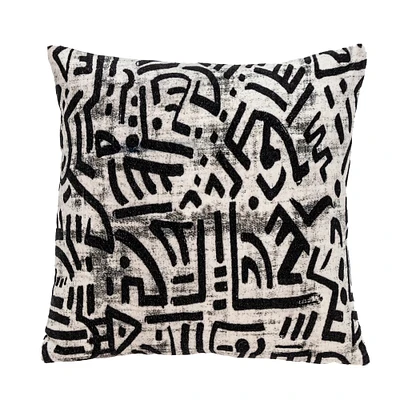 Nassau Collection 16" White and Black Transitional Throw Pillow