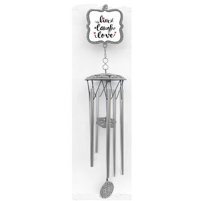 Card It 20.5" Gray and White "Live Laugh Love" Wind Chime