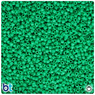 BeadTin Green Opaque 2.5mm Round/Seed Plastic Craft Beads (10g)