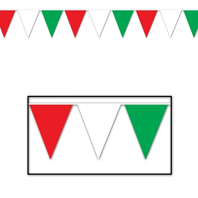 Party Central Club Pack of 12 Green and Red Pennant Outdoor Banner Hanging Party Decor 144"