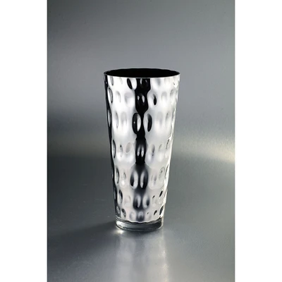 CC Home Furnishings 14" Silver Textured Modern Hand Blown Glass Vase