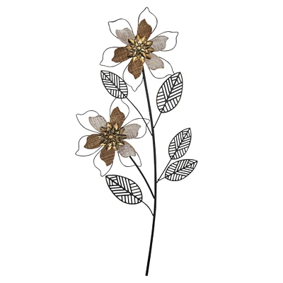 Contemporary Home Living 37.75" Black and Brown Traditional Wood and Wires Flowers Botanical Wall Design