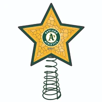 The Memory Company 10" Lighted Yellow and Green Mosaic Style Star MLB Oakland Athletics Christmas Tree Topper