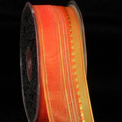 The Ribbon People Orange and Yellow Pinstriped Wired Craft Ribbon 1.5" x 54 Yards