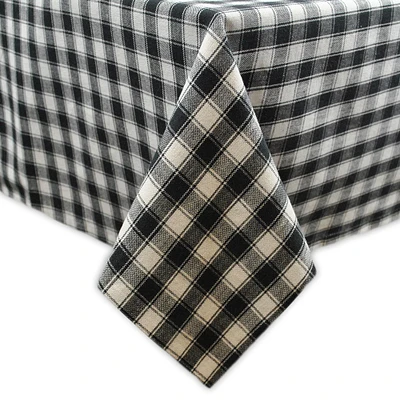 Contemporary Home Living Black and White Square Checkered Cotton Tablecloth 52" x 52"