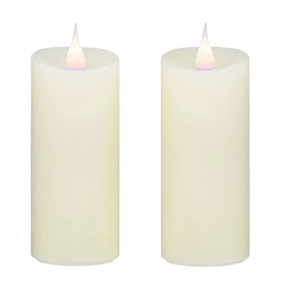 Roman 2 Piece Off White Pre-Lit LED Pillar Candles 17.5"