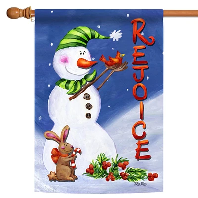 Toland Home Garden Christmas Snowman "Rejoice" Outdoor House Flag 40" x 28"