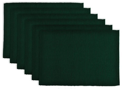 CC Home Furnishings Set of 6 Dark Green Stripe Pattern Rectangular Placemats 19"