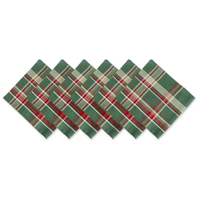 CC Home Furnishings Set of 6 Vibrantly Colored Plaid Pattern Square Napkins 20"