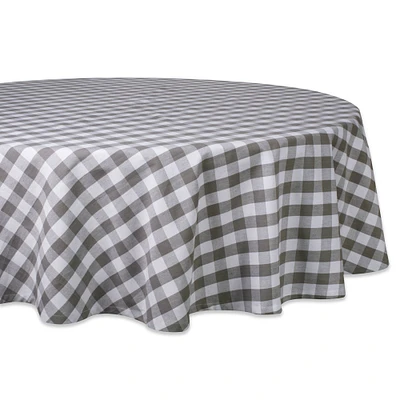 Contemporary Home Living 70" Gray and White Checkered Round Tablecloth