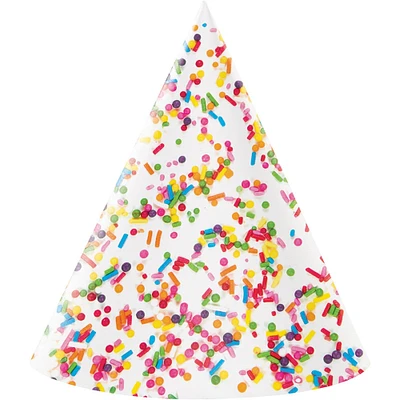 Party Central Club Pack of 48 Multicolored Sprinkles Party Foil Cone Adult Hats 7"