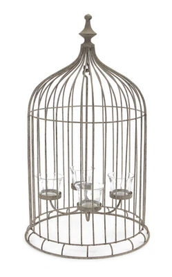 Melrose 23" Rustic Antique-Style Bird Cage 4-Tea Light Candle Holder