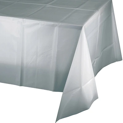 Party Central Club Pack of 12 Silver Solid Shimmering Rectangular Tablecovers 108"