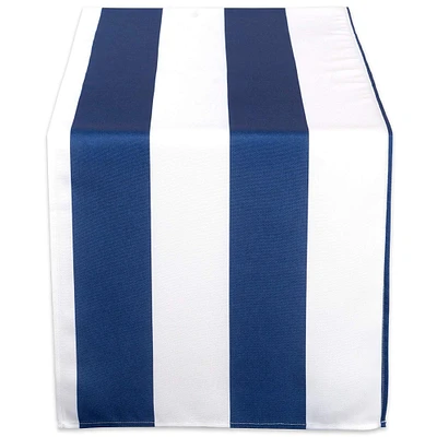 Contemporary Home Living 108" Blue and White Nautical Cabana Striped Outdoor Table Runner