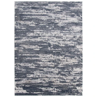 Chaudhary Living 5.25' x 7.25' Charcoal Gray and Blue Distressed Rectangular Area Throw Rug