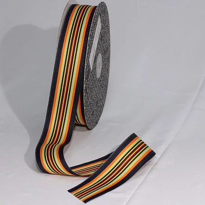 The Ribbon People Orange and Yellow Striped Woven Grosgrain Craft Ribbon 1.5" x 55 Yards