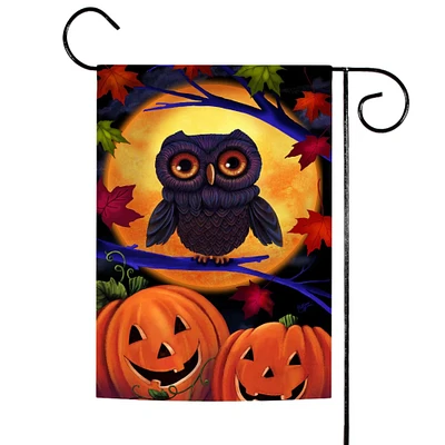 Toland Home Garden Owl and Jack-O-Lantern Halloween Outdoor Garden Flag 18" x 12.5"