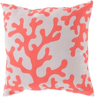 Tiwari Home 18" Light Gray and Coral Seas Square Throw Pillow