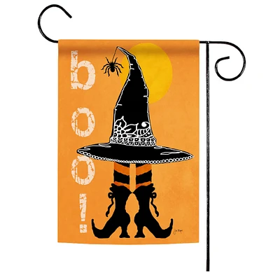 Toland Home Garden Halloween "Boo" Boots and Hat Outdoor Garden Flag 18" x 12.5"