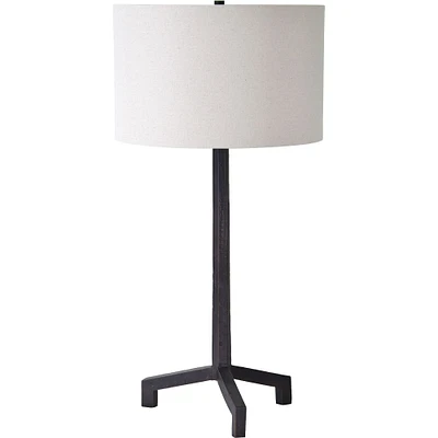 Signature Home Collection 34" Black Rustic Table Lamp with Beige Drum Shade