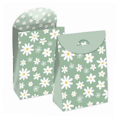 Big Dot of Happiness Daisy Flowers - Floral Gift Favor Bags - Party Goodie Boxes