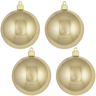 Christmas by Krebs 4ct Gilded Gold Shatterproof Christmas Ball Ornaments 4" (100mm)