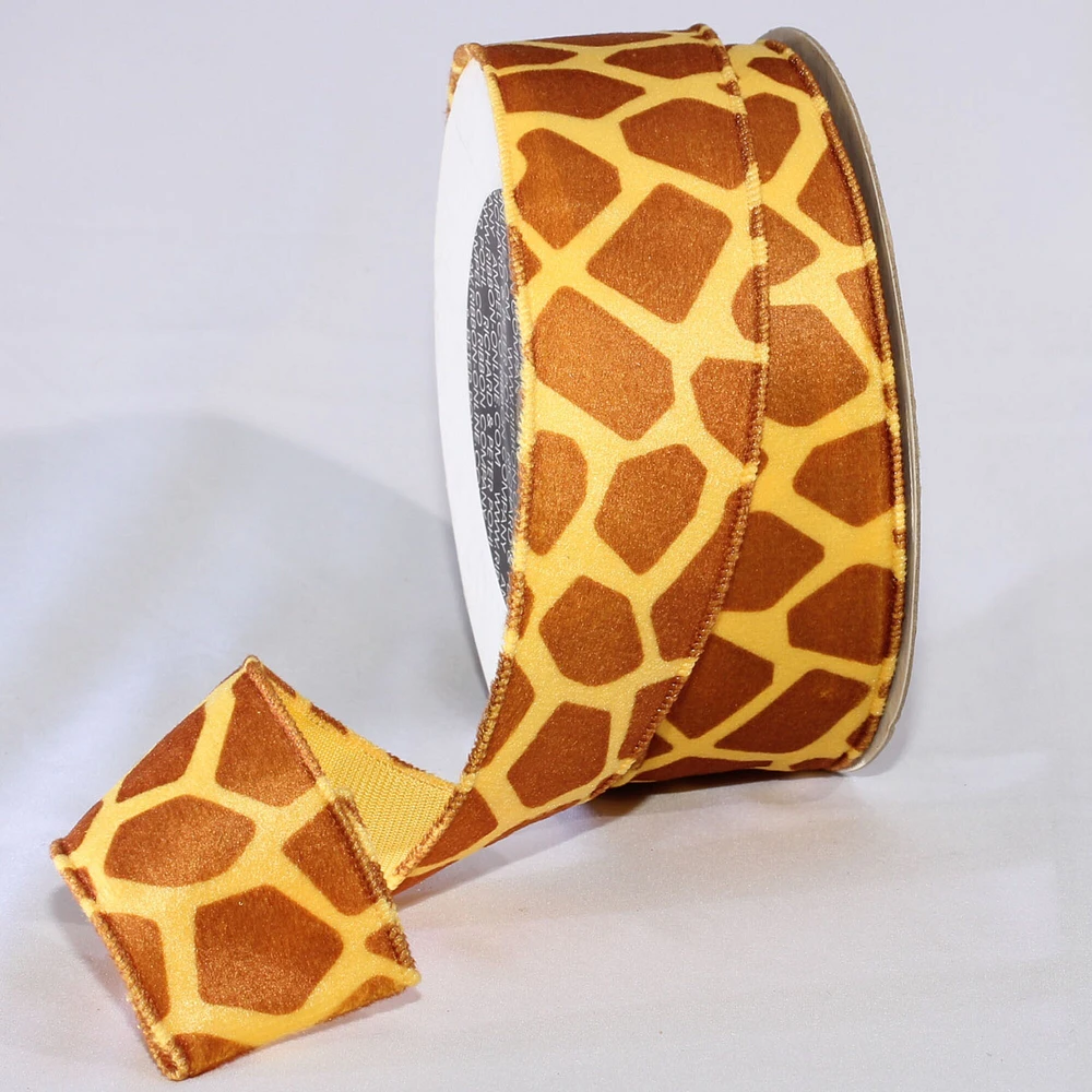 The Ribbon People Orange and Yellow Giraffe Print Wired Craft Ribbon 2" x 22 Yards