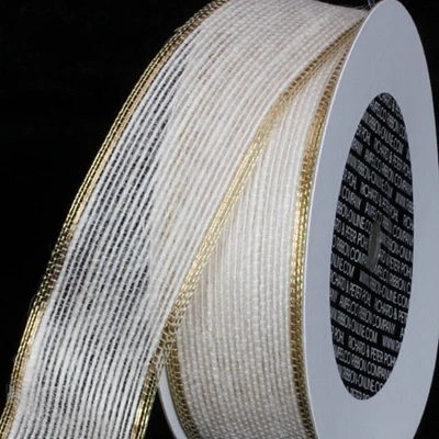 The Ribbon People White and Gold Edge Wired Craft Ribbon 1.5" x 40 Yards