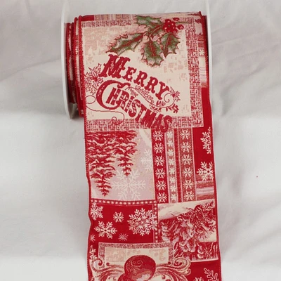 The Ribbon People Red and White "MERRY CHRISTMAS" Print Craft Ribbon 6" x 9 Yards