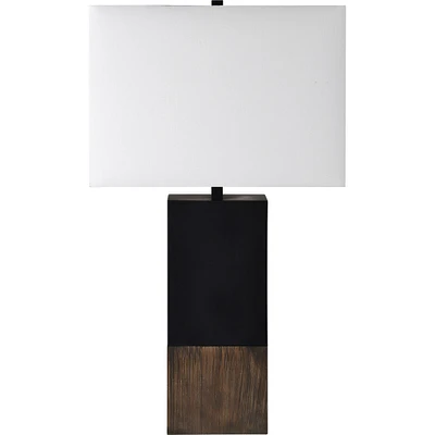 Signature Home Collection 30" Rectangular Wood Table Lamp with Off White Modified Drum Shade