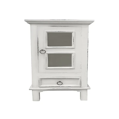 The Hamptons Collection 36” White Distressed Nightstand Drawer Table