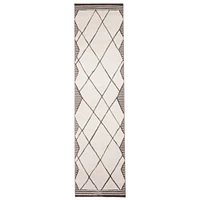 Chaudhary Living 2.5' x 10' Brown and Cream Moroccan Geometric Rectangular Rug Runner