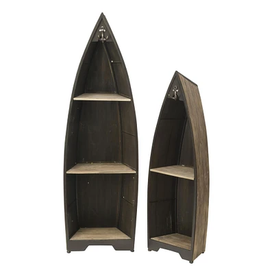 Tripar International Set of 2 Brown Contemporary Boat Display Shelves 50.5"