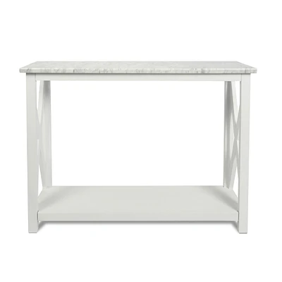 Contemporary Home Living 39.5" White Rectangular Italian Carrara Marble Console Table