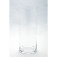 CC Home Furnishings 14" Clear Cylindrical Hand Blown Glass Vase