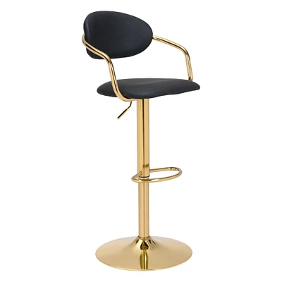 Modern Home 43.75" Black and Gold Adjustable Height Upholstered Bar Chair