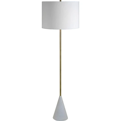 Signature Home Collection 59.25" White and Gold Cone Base Floor Lamp