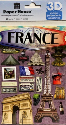 Paper House Travel France Dimensional Stickers