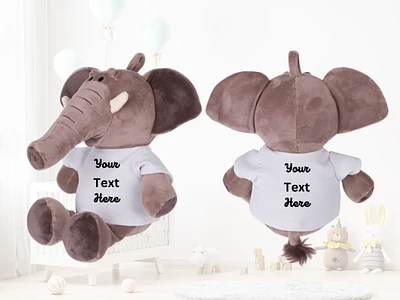 Personalized Plush Elephant With T-Shirt, Custom Text T-shirt, Cute Customized Birthday, Anniversary, Graduation Gift Present Stuffed Animal