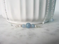 Angelite Necklace in Sterling Silver, Dainty Choker