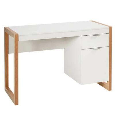 Modern Computer Desk Study Table Writing Workstation with Cabinet and Drawer-White