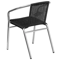 Emma and Oliver Commercial Aluminum/Rattan Restaurant Dining Stack Chair