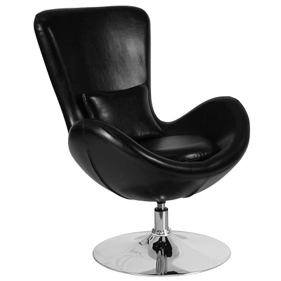 Merrick Lane Soro High-Back Egg Style Lounge Chair With 360° Swivel Metal Base