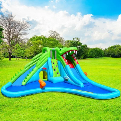 Inflatable Crocodile Water Slide Climbing Wall Bounce House
