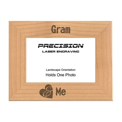 Grandma Picture Frame Gram and Me Heart Engraved Natural Wood Picture Frame (WF-199) Mothers Day