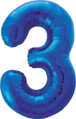 Blue Number 3 Shaped Foil Balloons - 34" (Pack Of 5) - Premium Quality Party Decorations For Birthdays, Anniversaries & Special Celebrations