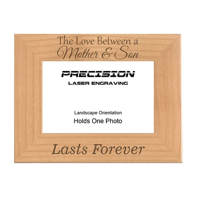 Mom Son Picture Frame Love Between a Mother and Son Lasts Forever Engraved Natural Wood Picture Frame (WF-156)