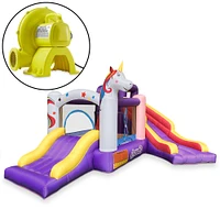 Cloud 9 Inflatable Unicorn Bounce House with Blower, Bouncer for Kids with Two Slides and Large Jumping Area