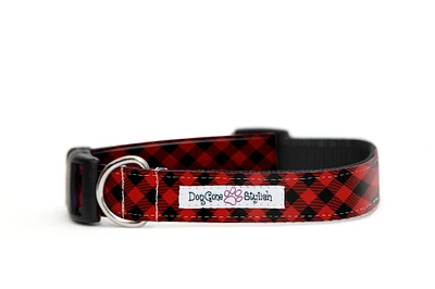 Red and Black Buffalo Plaid Dog Collar