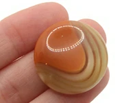 4 28mm Two Tone Round Brown Vintage Lucite Plastic Flatback Cabochons